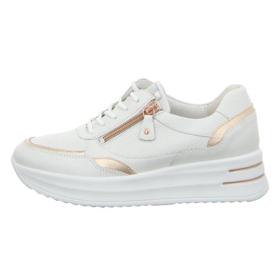 Damen Waldläufer Sneaker | Waldlaufer - Sneaker - H-Arianna - Weiss Rosegold Weiss