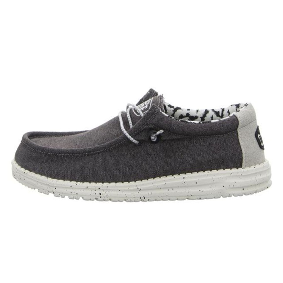 Herren Hey Dude Schnurschuhe | Hey Dude - Schnurschuhe - Wally Stretch Canvas - Opal Black