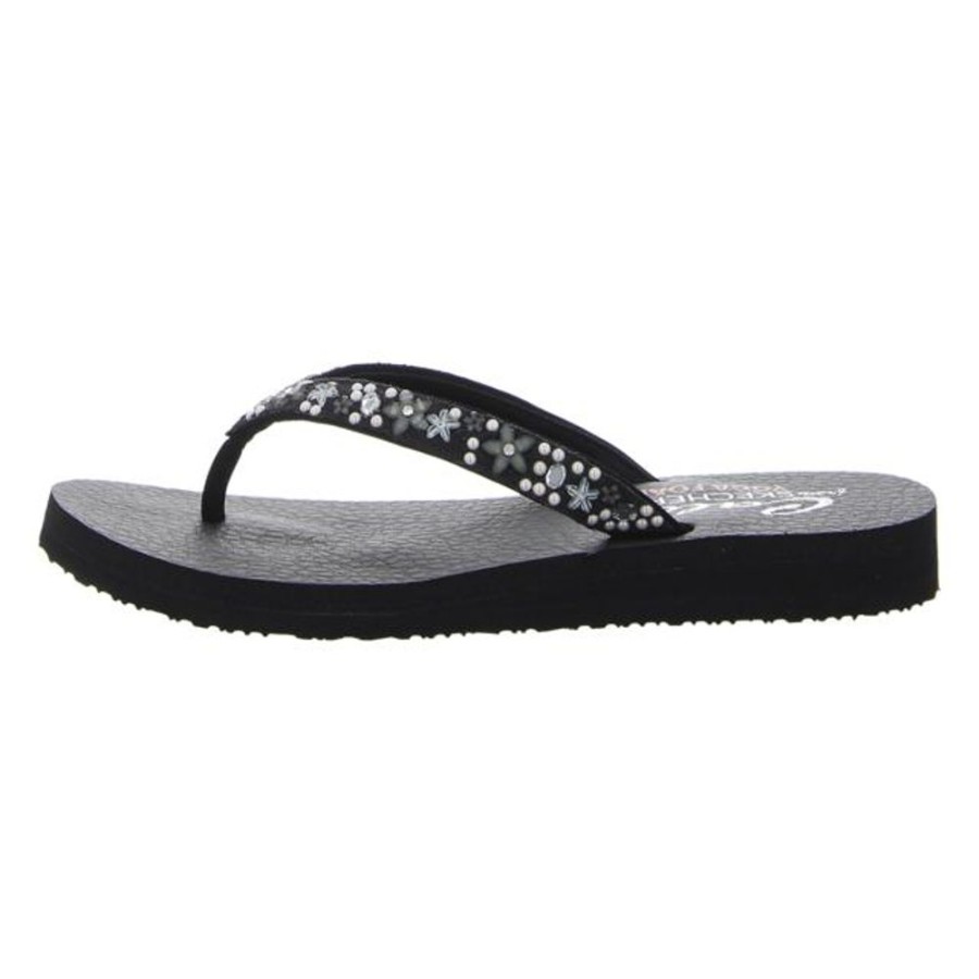 Damen Skechers Pantoletten | Skechers - Zehentrenner - Meditation-Dancing Daisy - Black