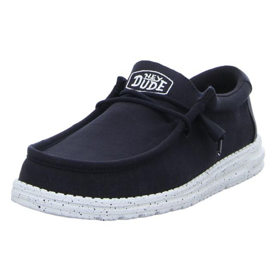 Herren Hey Dude Schnurschuhe | Hey Dude - Schnurschuhe - Wally Slub Canvas - Navy