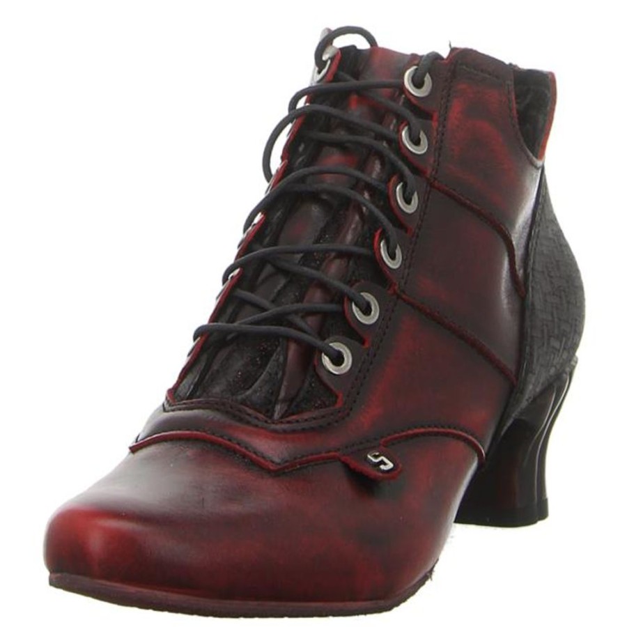 Damen Simen Pumps | Simen - Schnurpumps - Rot-Kombi